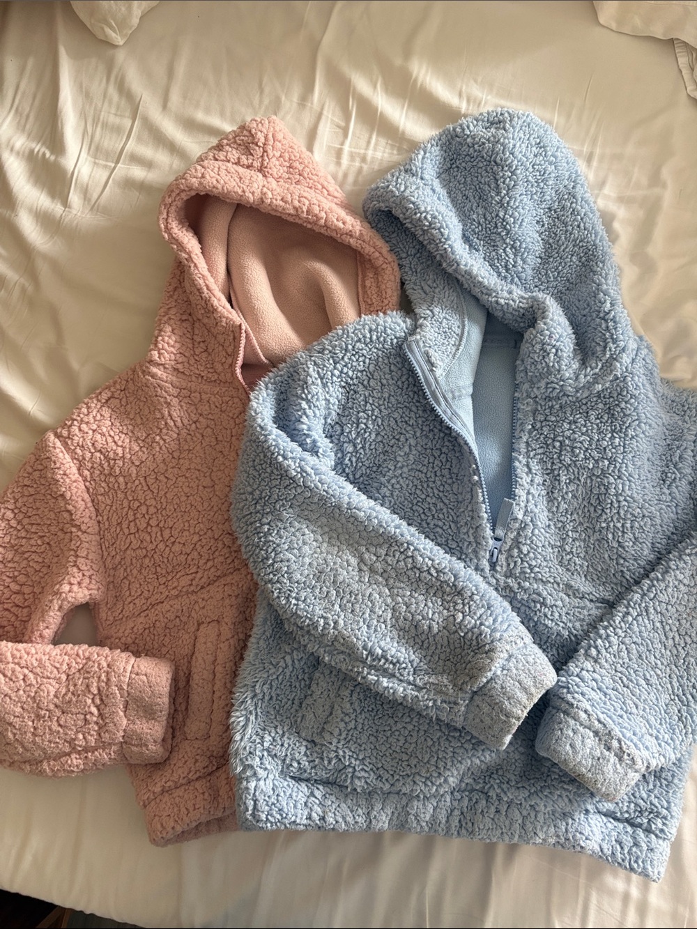 10/12 girls Sherpa Hooded Pullover bundle - Pink & Light Blue